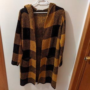 Plaid Hooded Cardigan - S (oversized)